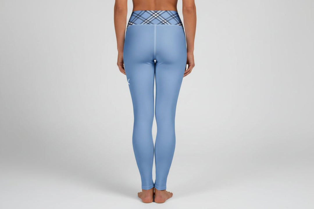 GymBum UK Highland Check Yoga Leggings - Blue - Allen - Fitness