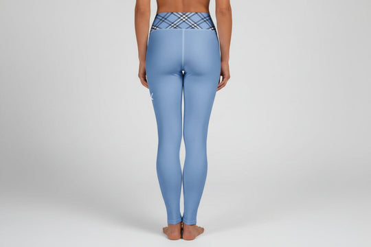 GymBum UK Highland Check Yoga Leggings - Blue - Allen - Fitness