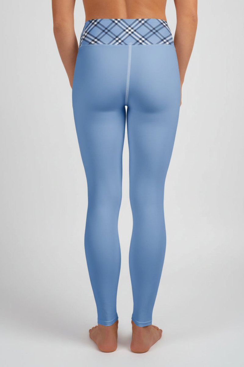 GymBum UK Highland Check Yoga Leggings - Blue - Allen - Fitness