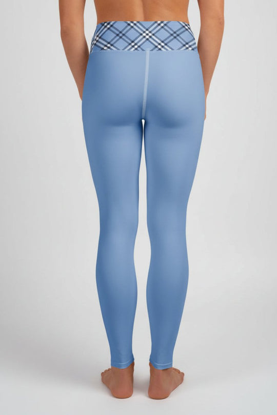 GymBum UK Highland Check Yoga Leggings - Blue - Allen - Fitness
