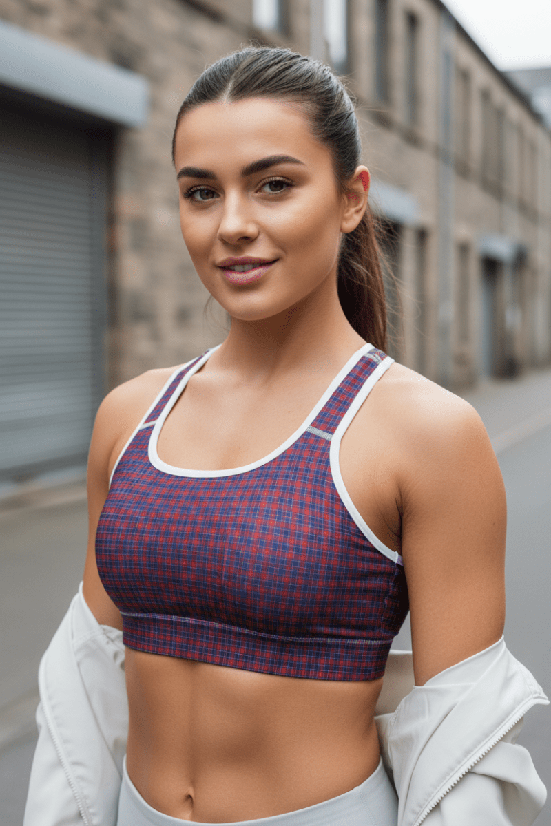 GymBum UK Sovereign Tartan Padded Sports Bra - Allen - Fitness