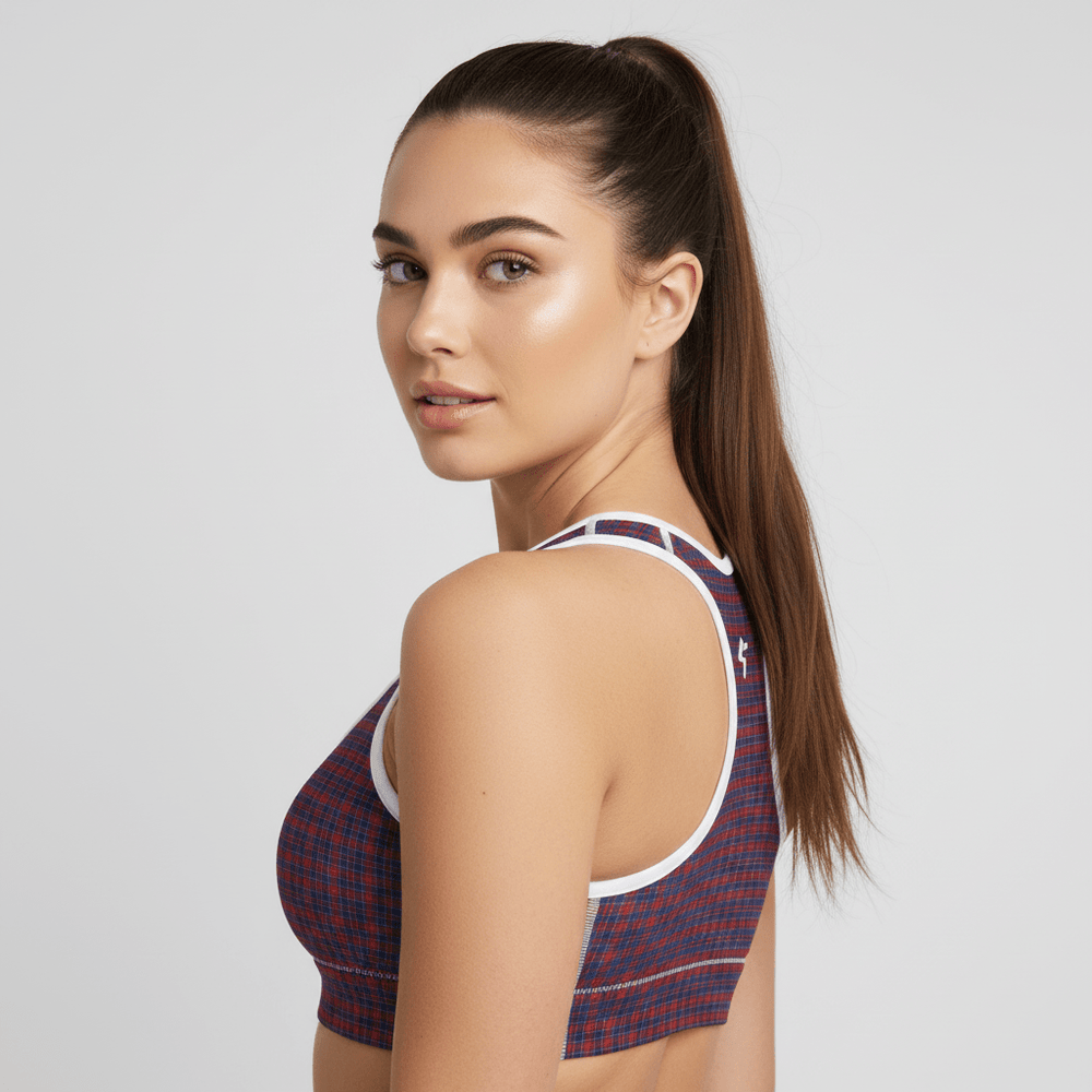 GymBum UK Sovereign Tartan Padded Sports Bra - Allen - Fitness