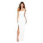 Halter Neck Sweet & Spicy Split Sequin Dress - Backless Long Evening Gown, Various Colors - Allen-Fitness