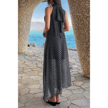 Halter Polka Dot Back Knot Tulle Dress