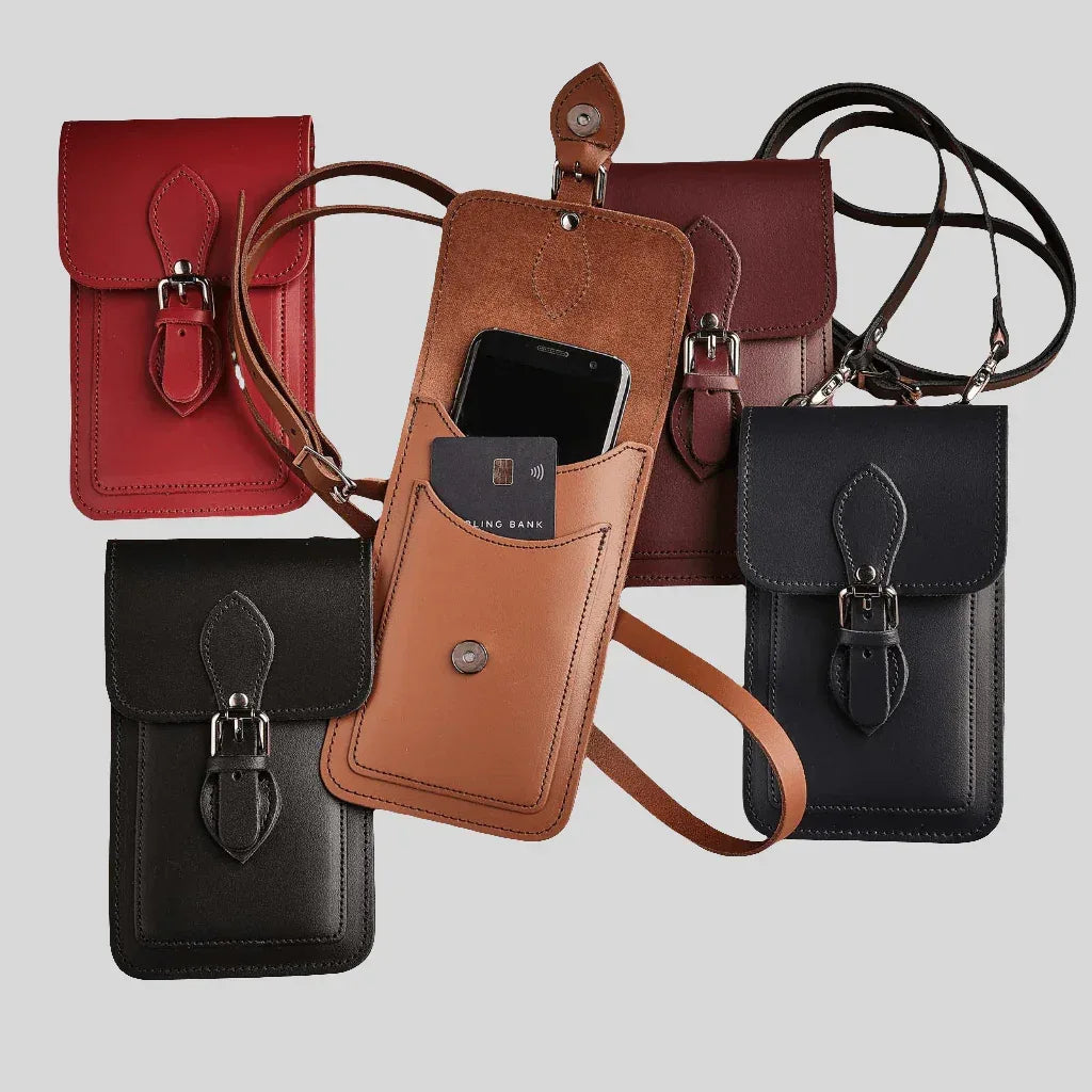 Handmade Leather Mobile Phone Pouch Plus - Magenta - Allen-Fitness