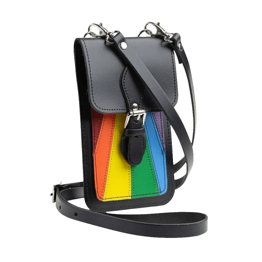 Handmade Leather Mobile Phone Pouch with Card Holder - Stylish and Adjustable Crossbody Design - Allen-Fitness