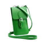 Handmade Leather Phone Pouch - Adjustable Crossbody Style in Green with Magnetic Closure - Allen-Fitness