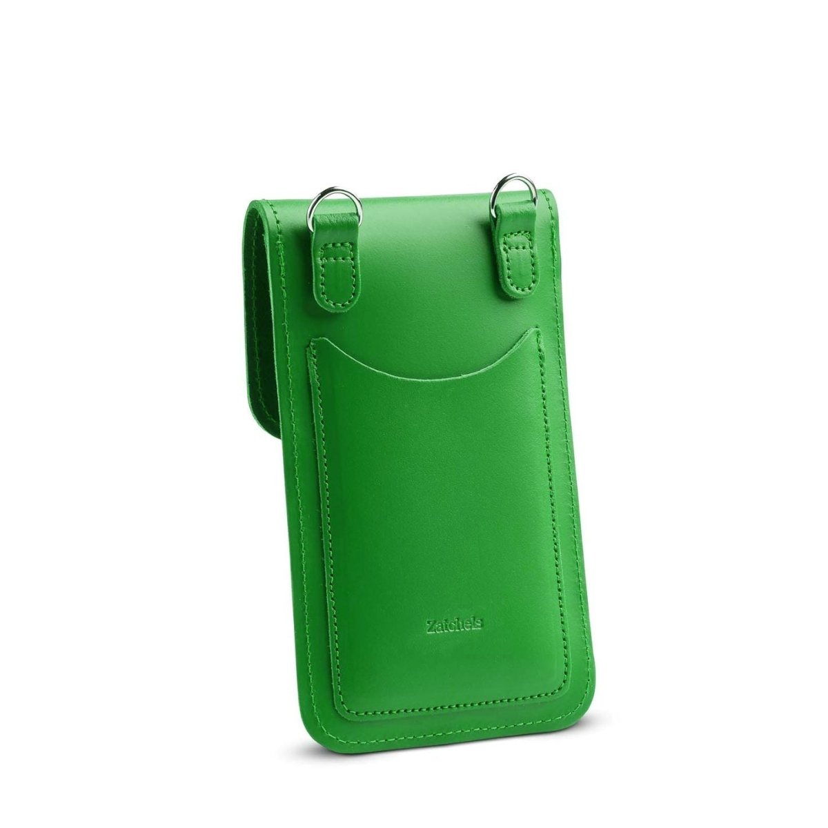 Handmade Leather Phone Pouch - Adjustable Crossbody Style in Green with Magnetic Closure - Allen - Fitness