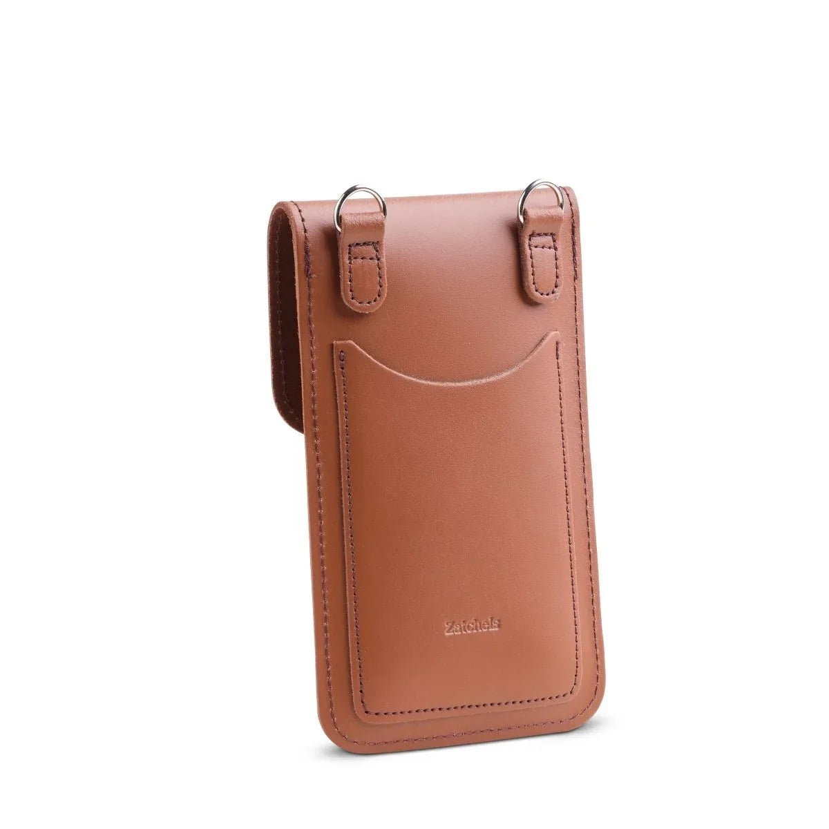 Handmade Mobile Phone Case - Leather Pouch with Adjustable Crossbody Strap in Chestnut - Allen-Fitness