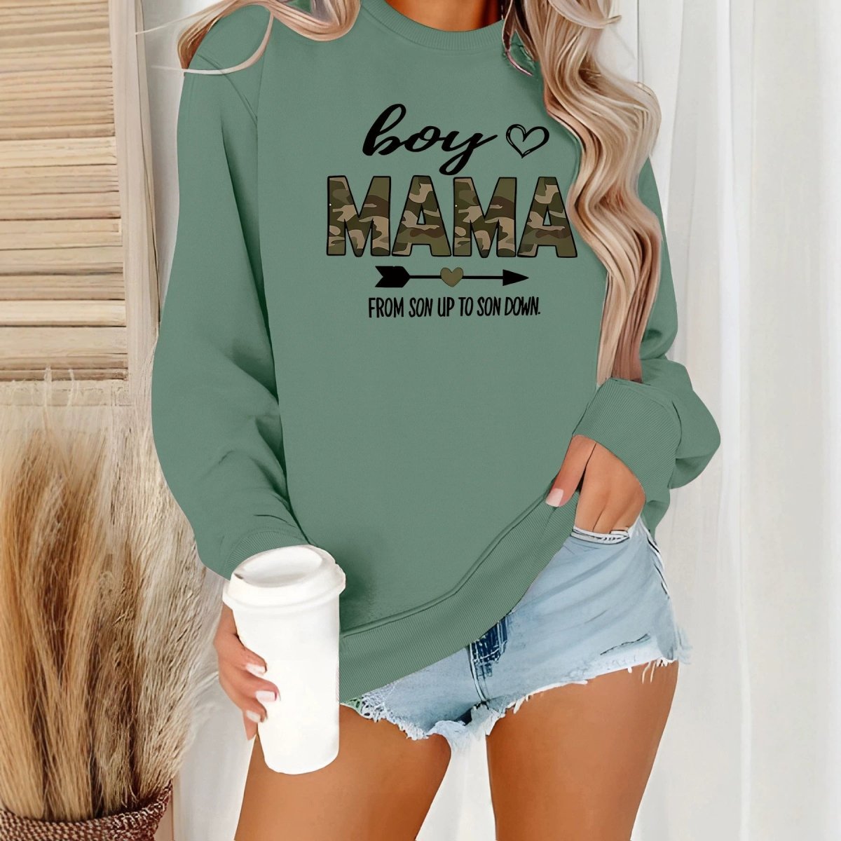 Heart print loose women's fleece hoodie - Premium Fitness & Activewear for Men & Women|UK