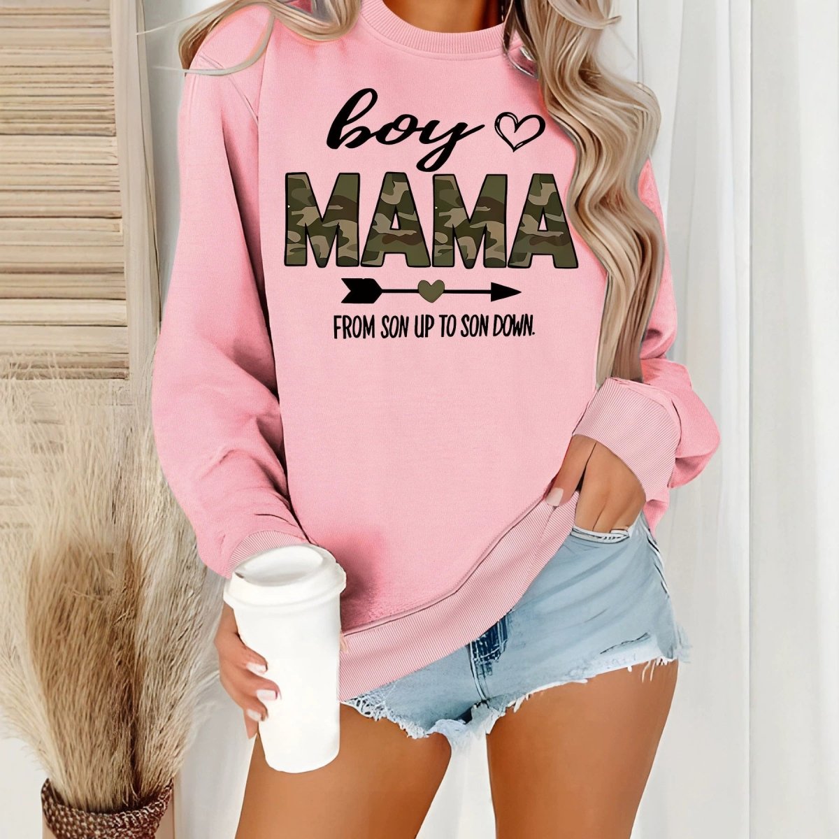 Heart print loose women's fleece hoodie - Premium Fitness & Activewear for Men & Women|UK