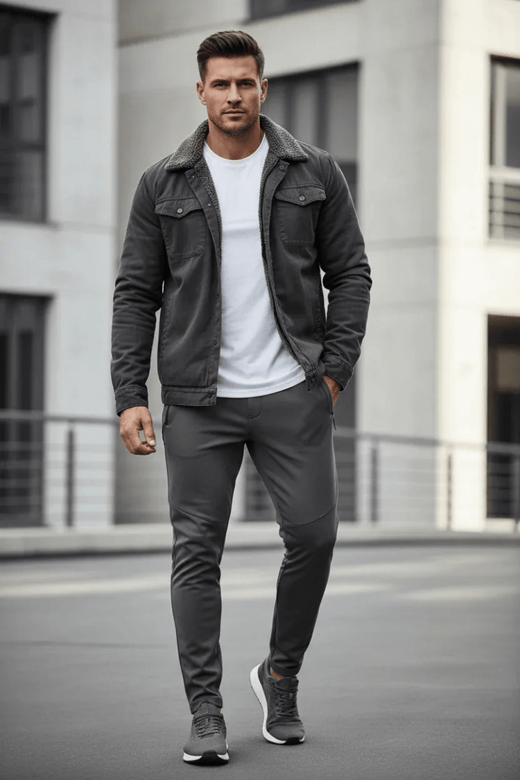Heavy Side Seam Side Casual Zipper Loose Grey Brown Youth Cotton Jacket - Allen-Fitness
