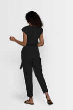 Hemp Jumpsuit with V-Neck, Micro Sleeves, and Pocket - Modern Design for Day or Night - Allen-Fitness