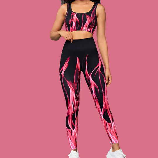 Women Sports Bra And Pants Set - High Elastic Seamless Gradient Design In Wine Red For Fitness - Allen-Fitness