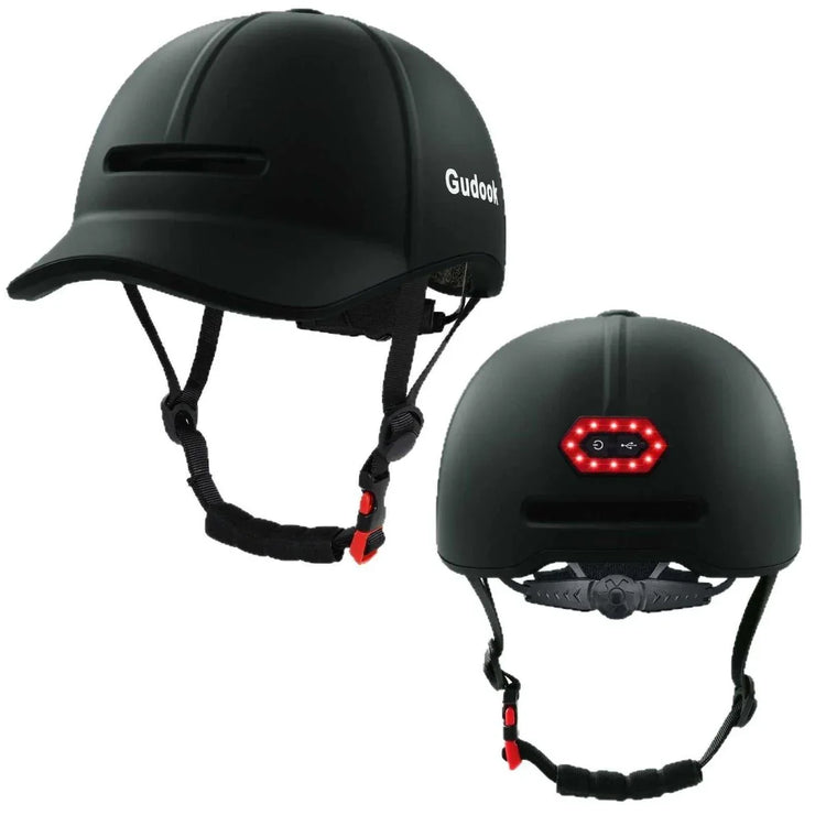 High-end LED Rechargeable Rear Lamp City Recreational Bicycle Riding Peaked Cap Helmet - Allen-Fitness