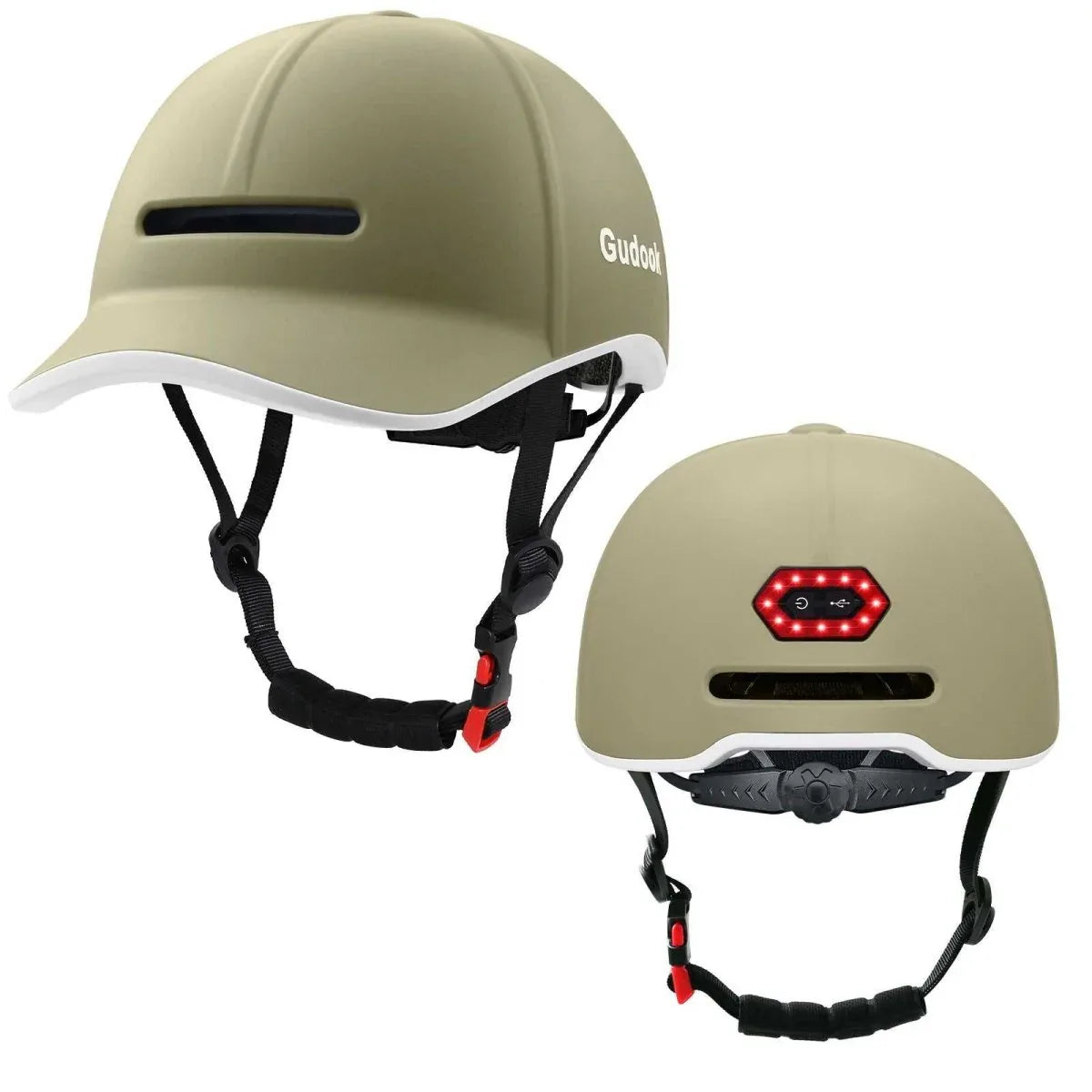 High-end LED Rechargeable Rear Lamp City Recreational Bicycle Riding Peaked Cap Helmet - Allen-Fitness