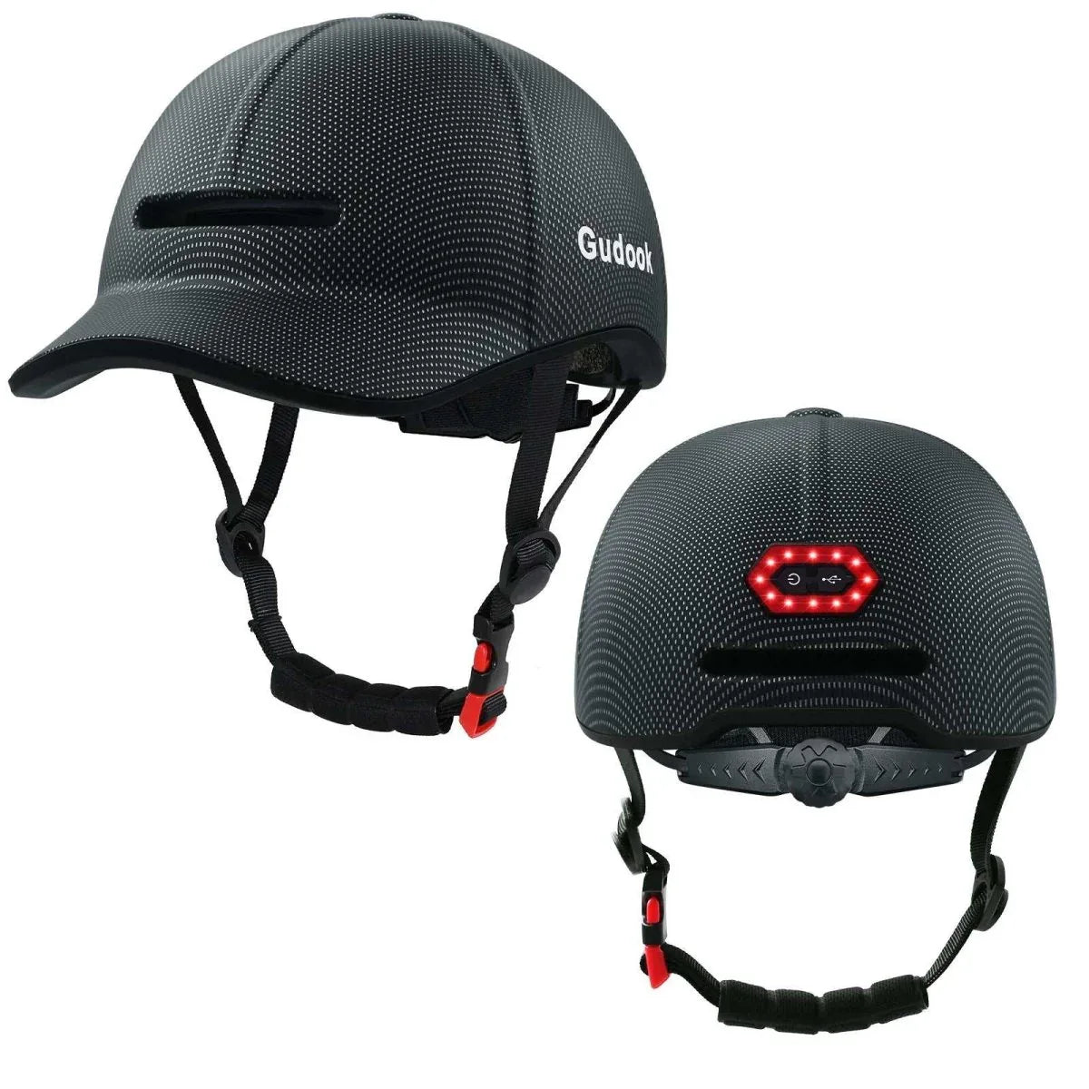 High-end LED Rechargeable Rear Lamp City Recreational Bicycle Riding Peaked Cap Helmet - Allen-Fitness