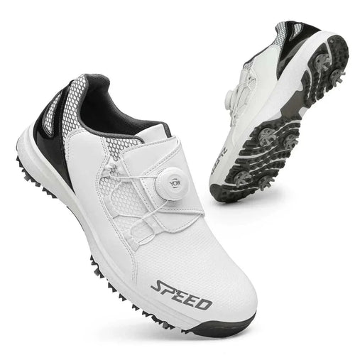 High-End Spiked Golf Shoes for Wet Conditions - Waterproof Leather Men's Golf Footwear