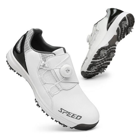 High - End Spiked Golf Shoes for Wet Conditions - Waterproof Leather Men's Golf Footwear - Allen - Fitness