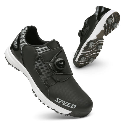 High - End Spiked Golf Shoes for Wet Conditions - Waterproof Leather Men's Golf Footwear - Allen - Fitness