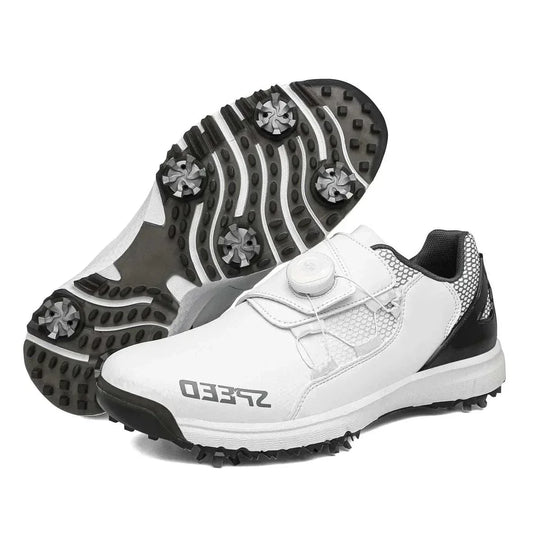 High-End Spiked Golf Shoes for Wet Conditions - Waterproof Leather Men&