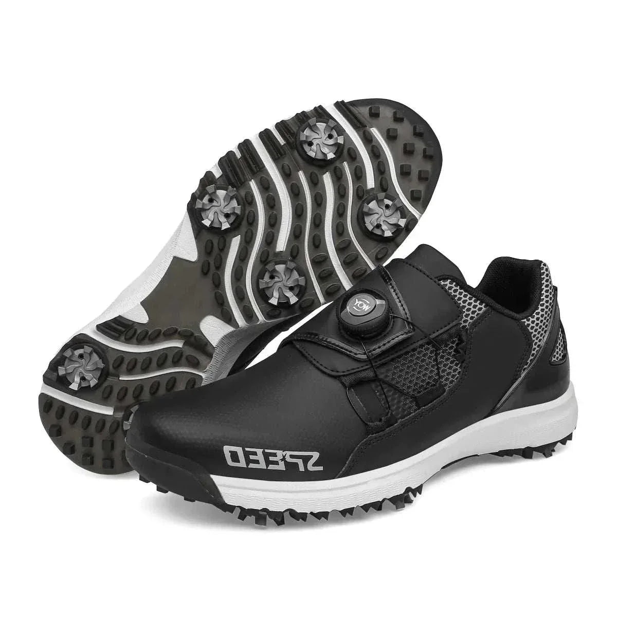 High-End Spiked Golf Shoes for Wet Conditions - Waterproof Leather Men's Golf Footwear - Allen-Fitness