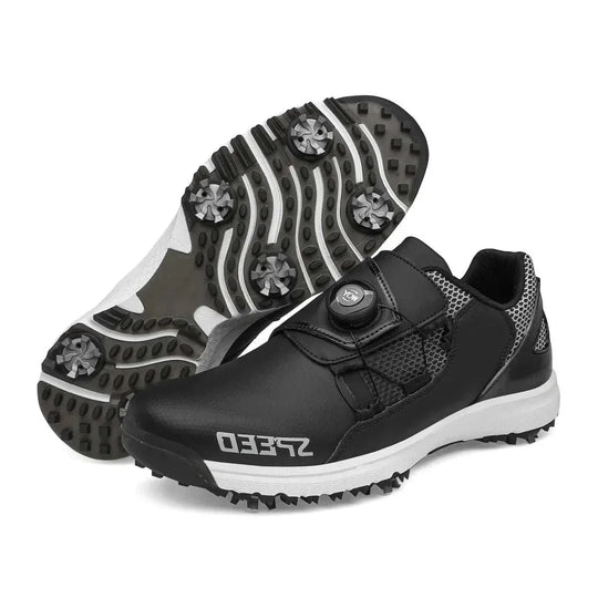 High-End Spiked Golf Shoes for Wet Conditions - Waterproof Leather Men&
