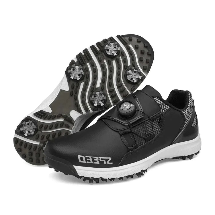 High-End Spiked Golf Shoes for Wet Conditions - Waterproof Leather Men's Golf Footwear - Allen-Fitness