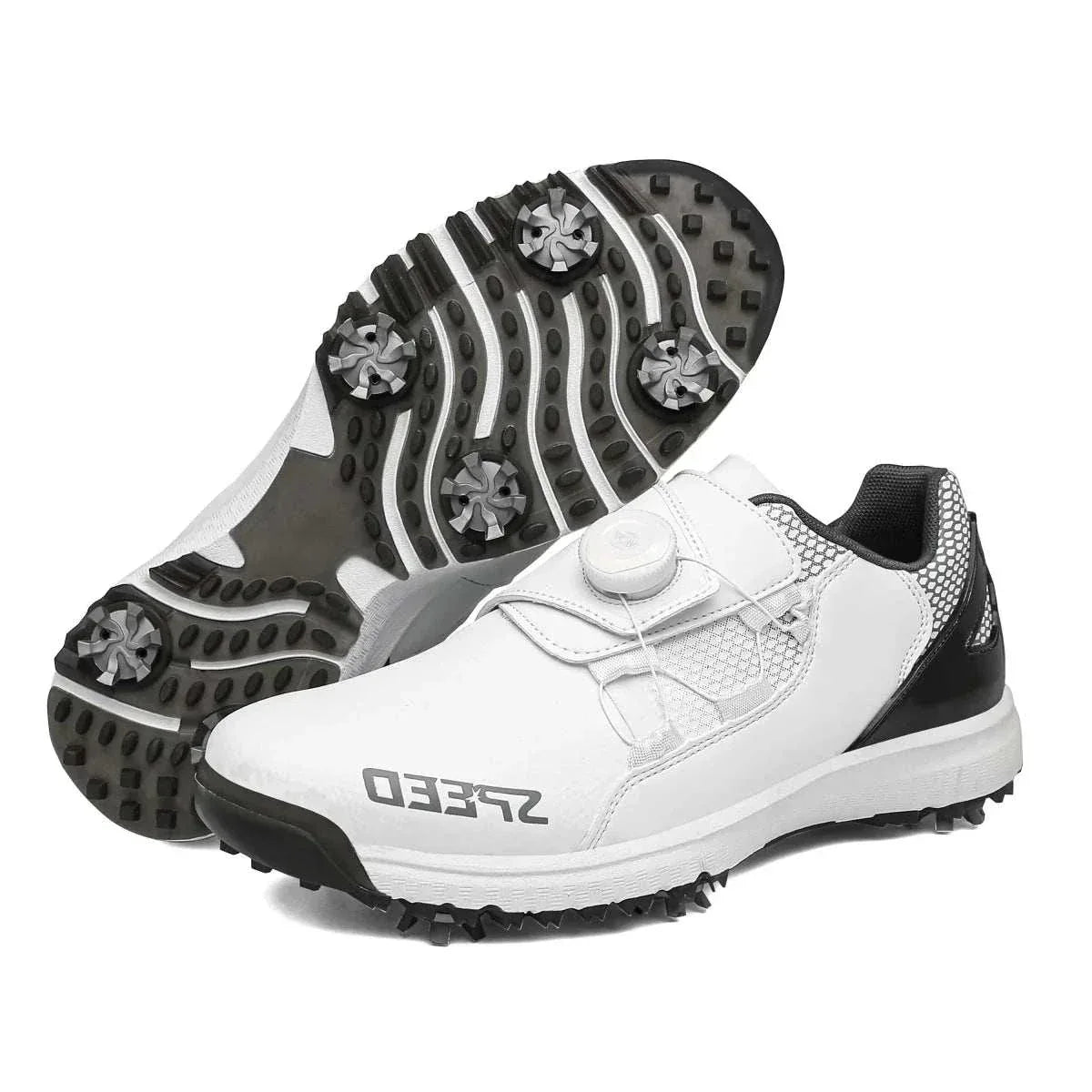 High-End Spiked Golf Shoes for Wet Conditions - Waterproof Leather Men's Golf Footwear - Allen-Fitness