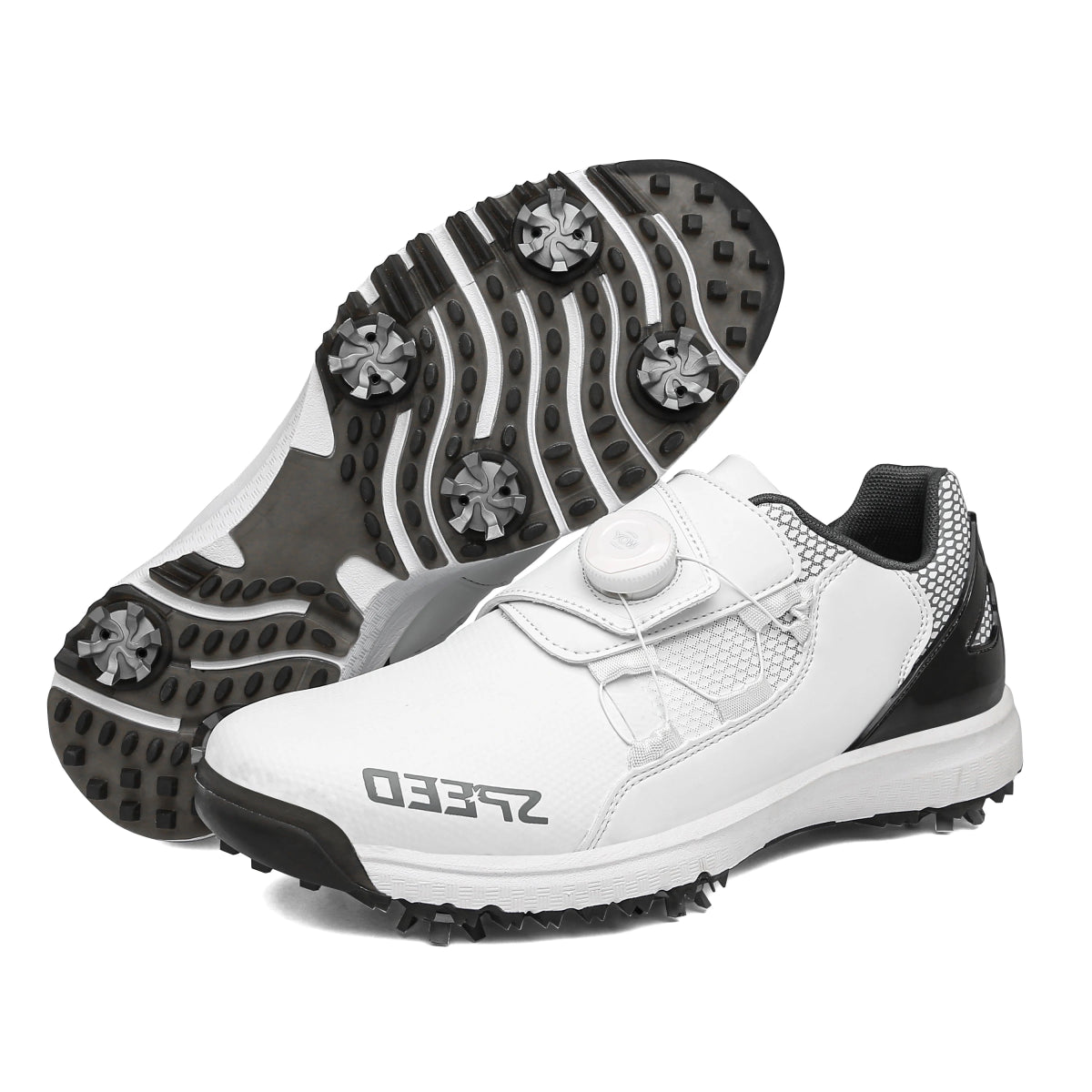 High - End Spiked Golf Shoes for Wet Conditions - Waterproof Leather Men's Golf Footwear - Allen - Fitness