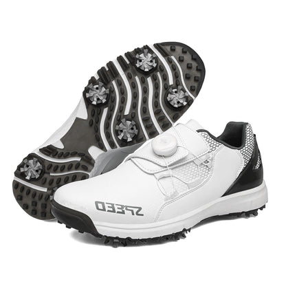 High - End Spiked Golf Shoes for Wet Conditions - Waterproof Leather Men's Golf Footwear - Allen - Fitness