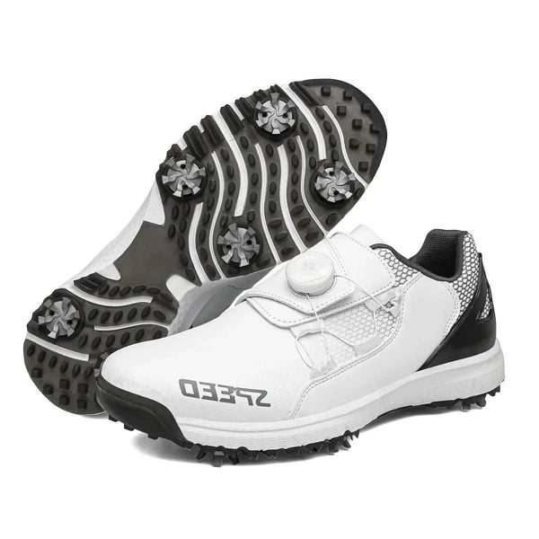 High-End Spiked Golf Shoes for Wet Conditions - Waterproof Leather Men's Golf Footwear