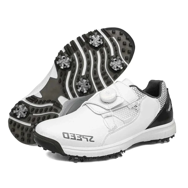 High-End Spiked Golf Shoes for Wet Conditions - Waterproof Leather Men's Golf Footwear - Allen-Fitness