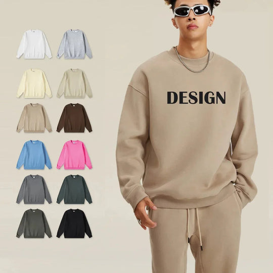 High Quality Crewneck Sweatshirt - Unisex Heavyweight Cotton for Autumn Style - Allen-Fitness