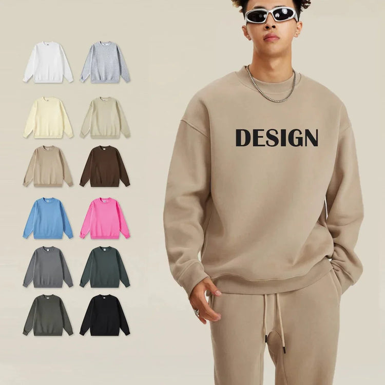 High Quality Crewneck Sweatshirt - Unisex Heavyweight Cotton for Autumn Style - Allen-Fitness