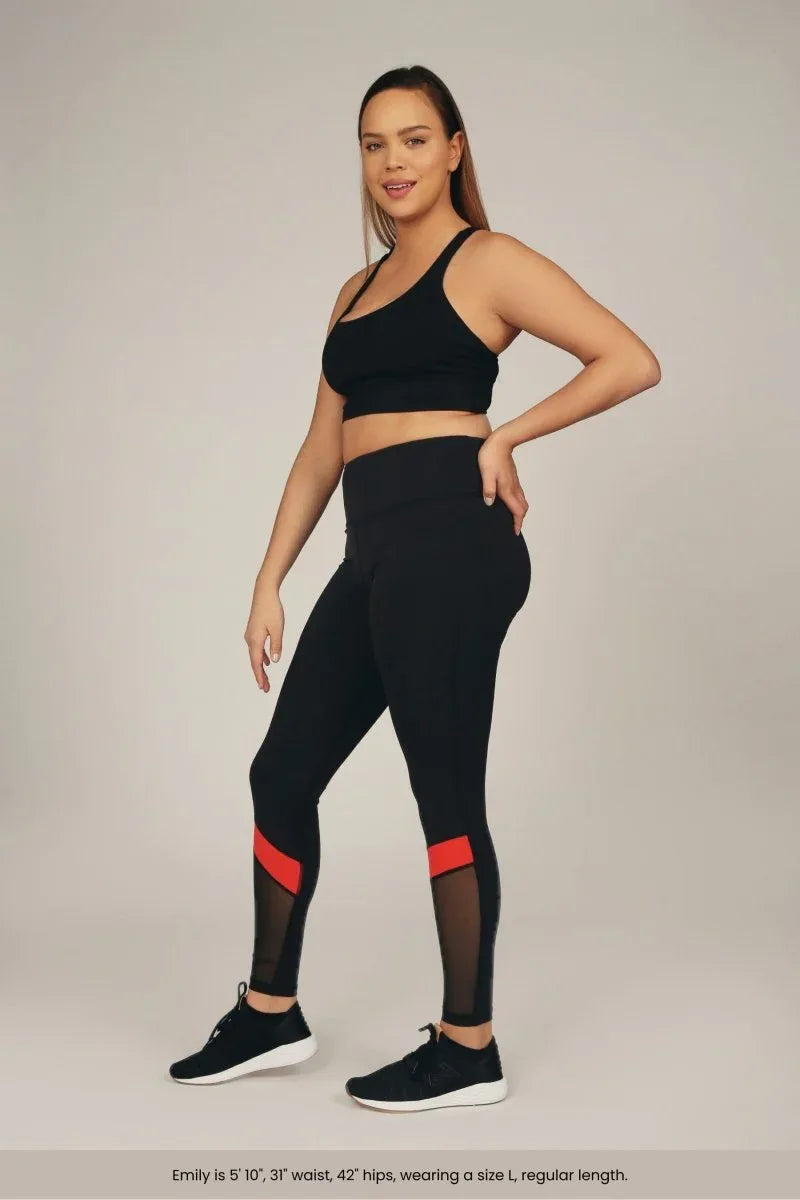 High-Rise Compression Workout Leggings with Antimicrobial Properties &amp; Back Pocket - Allen-Fitness