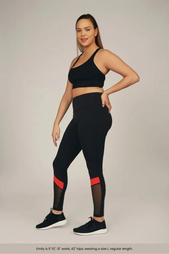 High-Rise Compression Workout Leggings with Antimicrobial Properties &amp; Back Pocket - Allen-Fitness