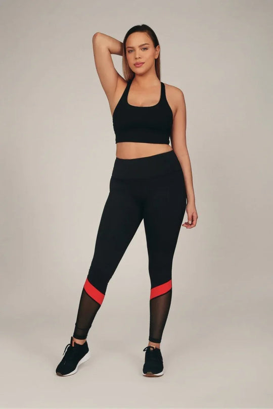 High-Rise Compression Workout Leggings with Antimicrobial Properties &amp; Back Pocket - Allen-Fitness