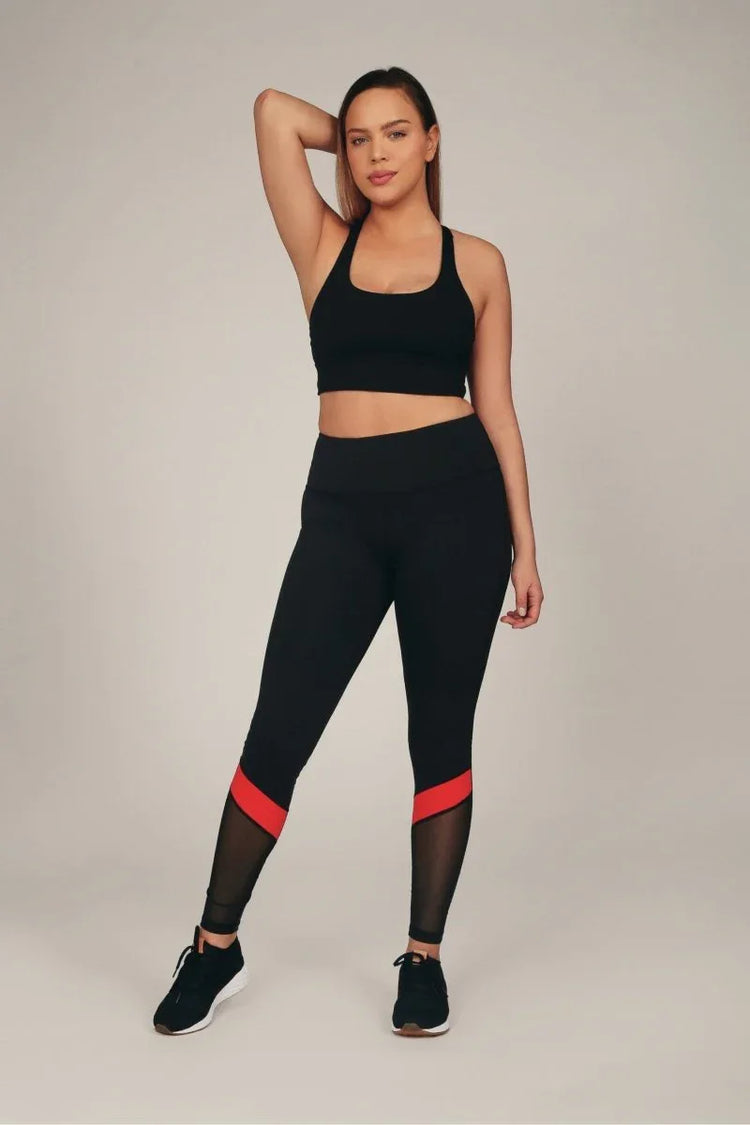 High-Rise Compression Workout Leggings with Antimicrobial Properties & Back Pocket - Allen-Fitness