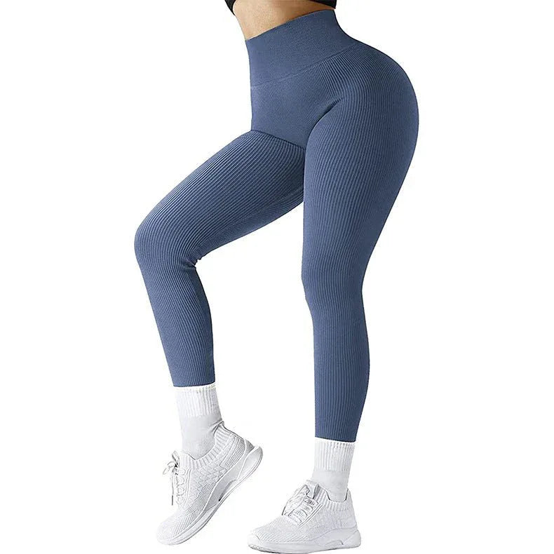 High Waist Seamless Fitness Leggings for Running - Slimming Knitted Yoga Pants for Women - Allen-Fitness