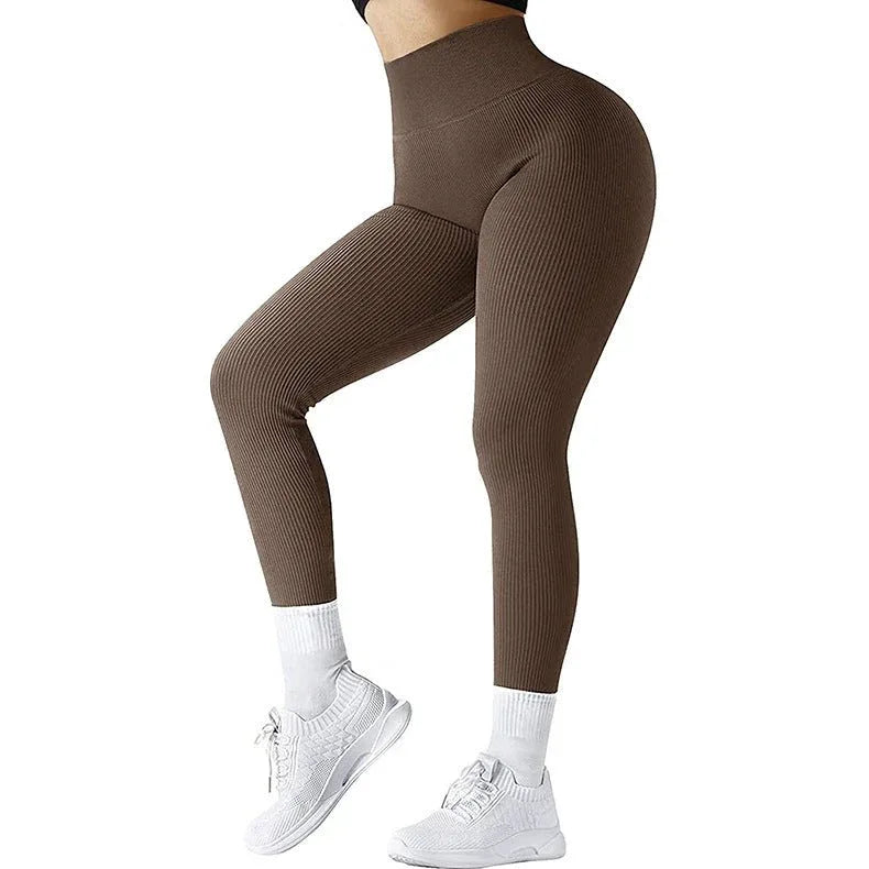 High Waist Seamless Fitness Leggings for Running - Slimming Knitted Yoga Pants for Women - Allen-Fitness