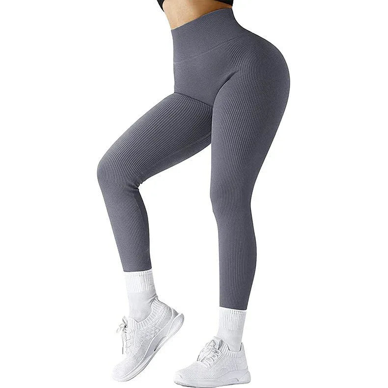 High Waist Seamless Fitness Leggings for Running - Slimming Knitted Yoga Pants for Women - Allen-Fitness