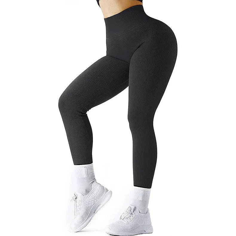 High Waist Seamless Fitness Leggings for Running - Slimming Knitted Yoga Pants for Women - Allen-Fitness