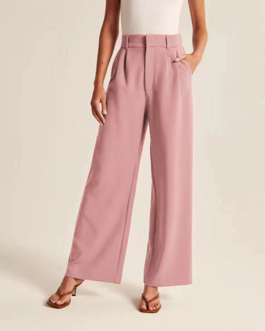 High Waist Wide Leg Pants With Belt Casual Suit - Allen-Fitness