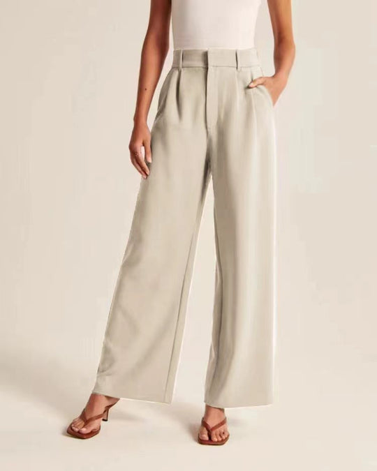 High Waist Wide Leg Pants With Belt Casual Suit - Allen-Fitness