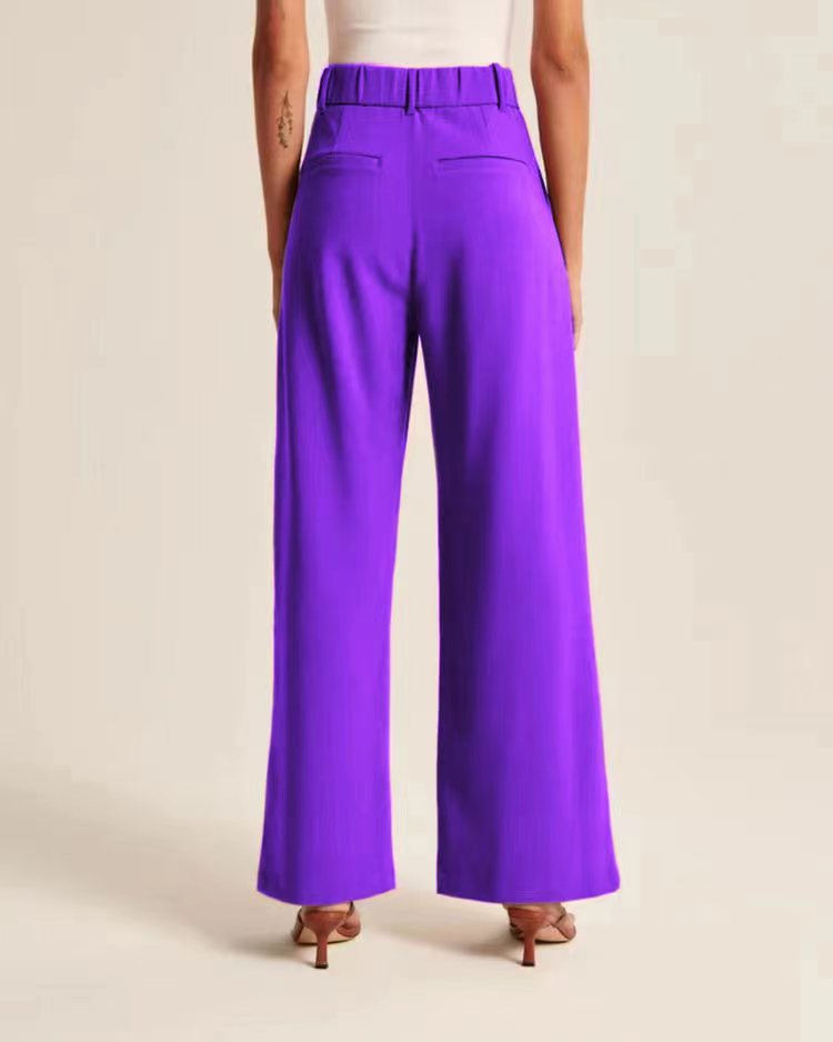 High Waist Wide Leg Pants With Belt Casual Suit - Allen-Fitness