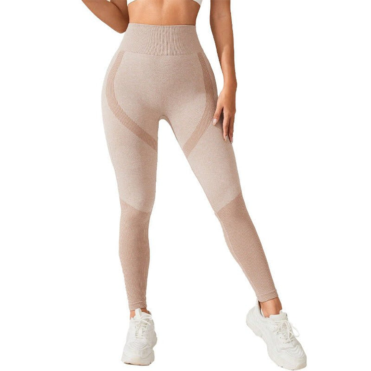 High-Waisted Butt-Lifting Yoga Leggings with Elastic Tummy Control, Breathable and Seamless for Fitness and Dance Training - Premium Fitness & Activewear