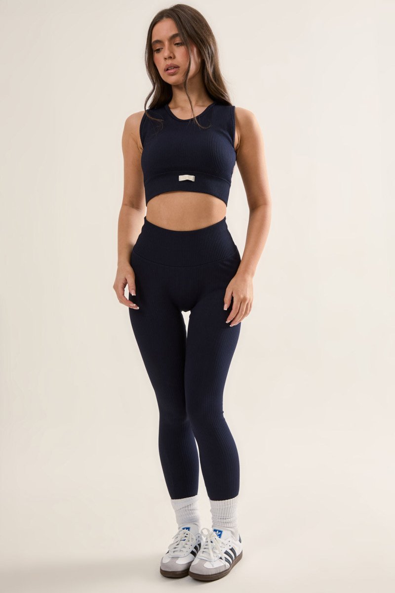 High Waisted Leggings - Soft Ribbed Seamless Design with Squat - Proof Support - Allen - Fitness