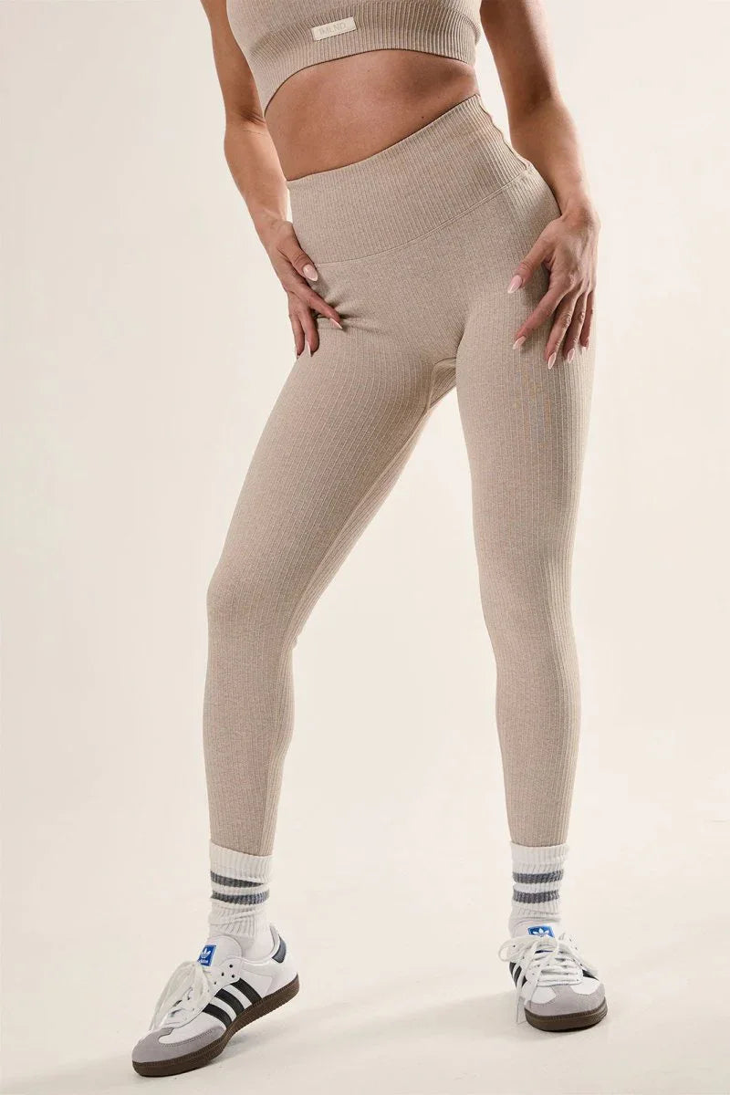 High Waisted Leggings - Soft Ribbed Seamless Design with Squat-Proof Support - Allen-Fitness