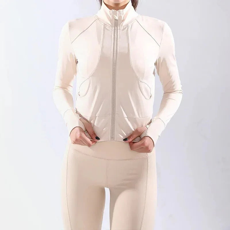 Women's 3-Piece Fitness Sports Bra Leggings Jacket Set - Customizable Yoga Activewear - Allen-Fitness